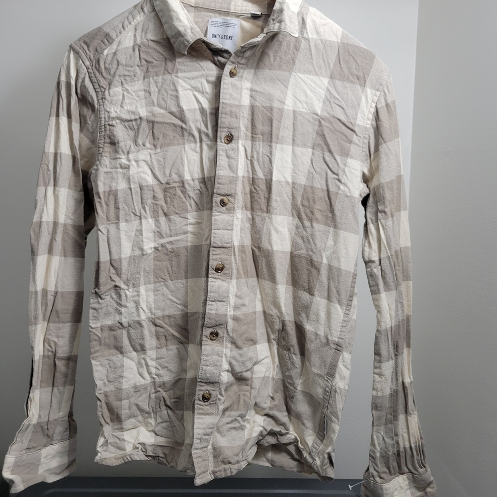 ONLY & SONS Beige and Cream Checkered Shirt